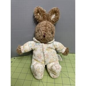 Carters Classic Bunny Soft Baby Rattle Toy Brown Plush Cream Pastel Pajamas